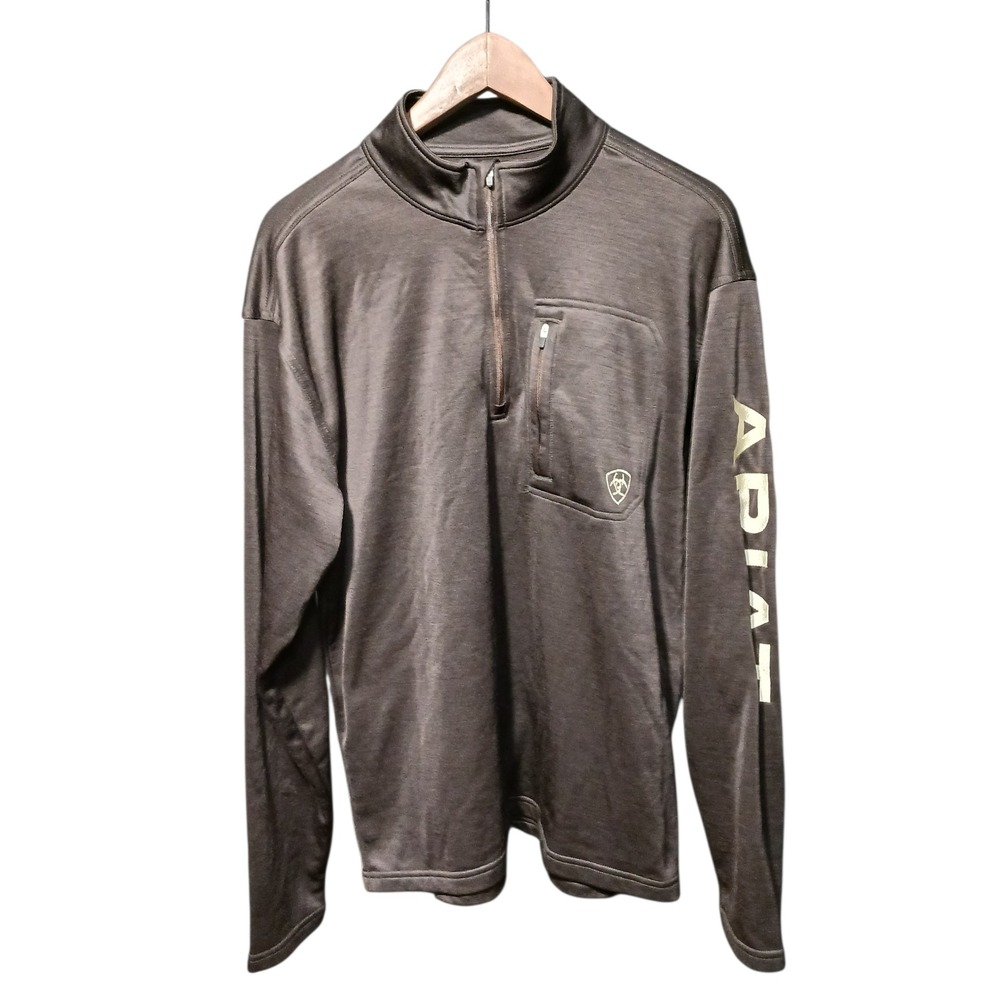 Ariat Mens AriatTEK 1/4 Zip Pullover Brown Long Sleeve Shirt Size M